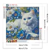 Diamond Painting-DIY Full Round Drill White Cat Flower(40*40 CM)