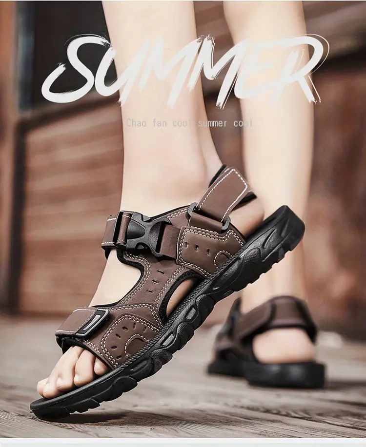 mens open toe sandals non slip comfortable beach shoes summer men s shoes details 1