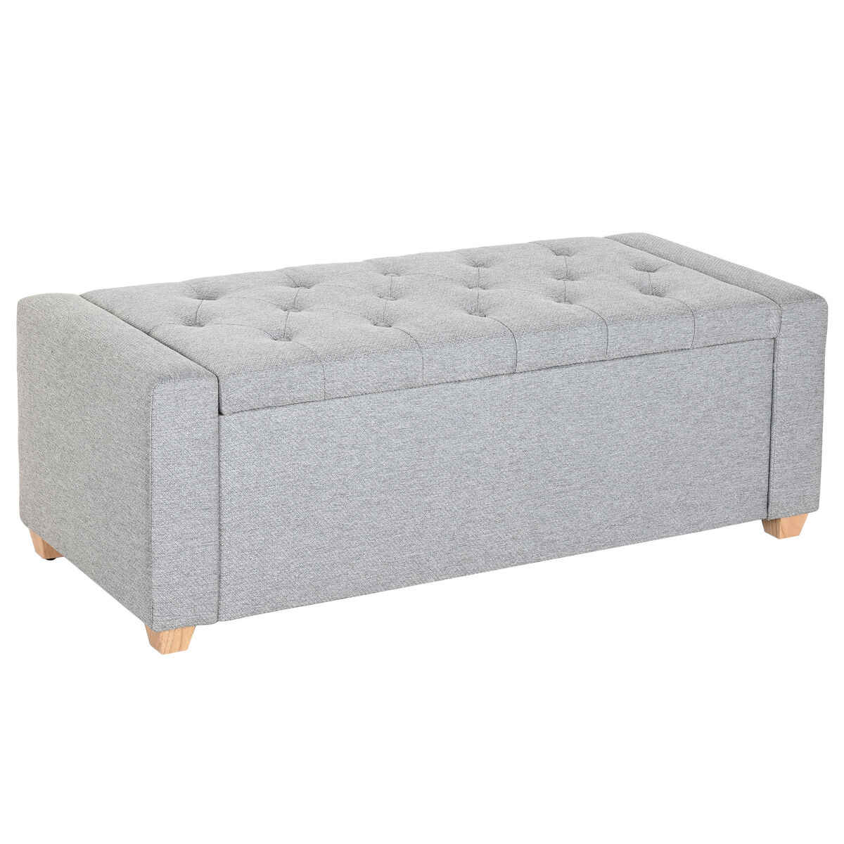 Bench Home ESPRIT Light grey Polyester Wood 120 X 50 X 42 CM