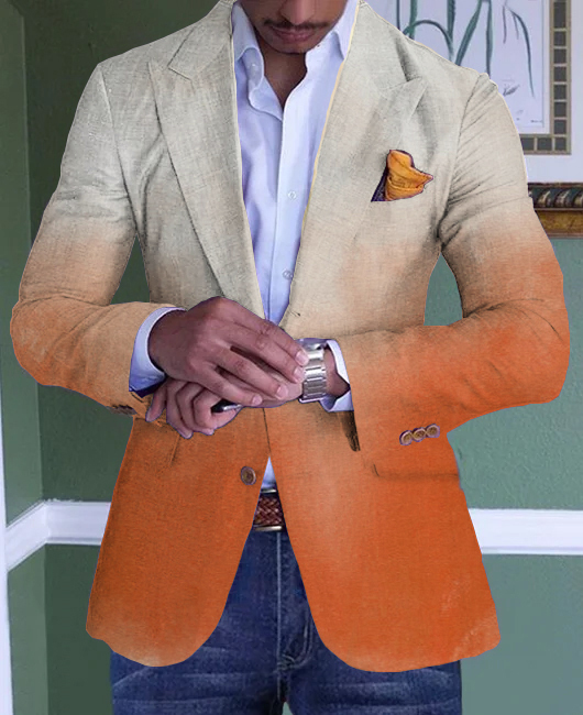 Business Casual Cuff Button Gradient Long Sleeve Blazer