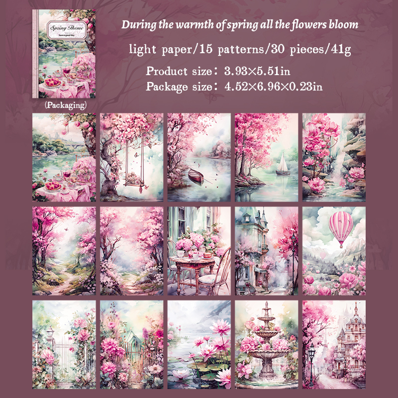 Journalsay 30 Sheets Four Seasons Having Flowers Series Vintage ...