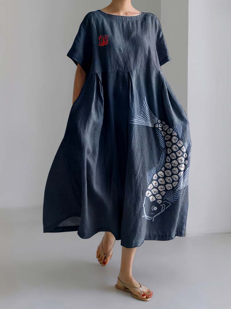 Fish Top Linen Blend Maxi Dress