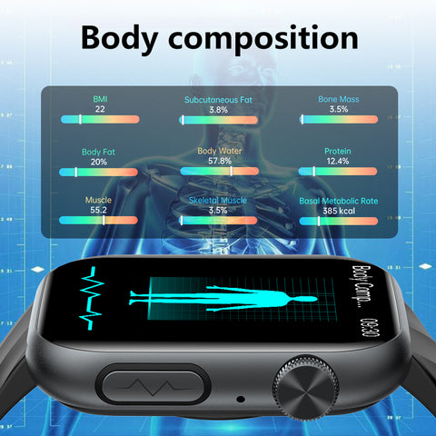 GT5 Pro Max Blood Glucose Watch With BP+HRV+ECG(EKG)+SOS+Stress+Sleep Monitoring