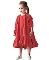 Kid Baby Girl Ruffled Loose Long Sleeve Round Neck Dress