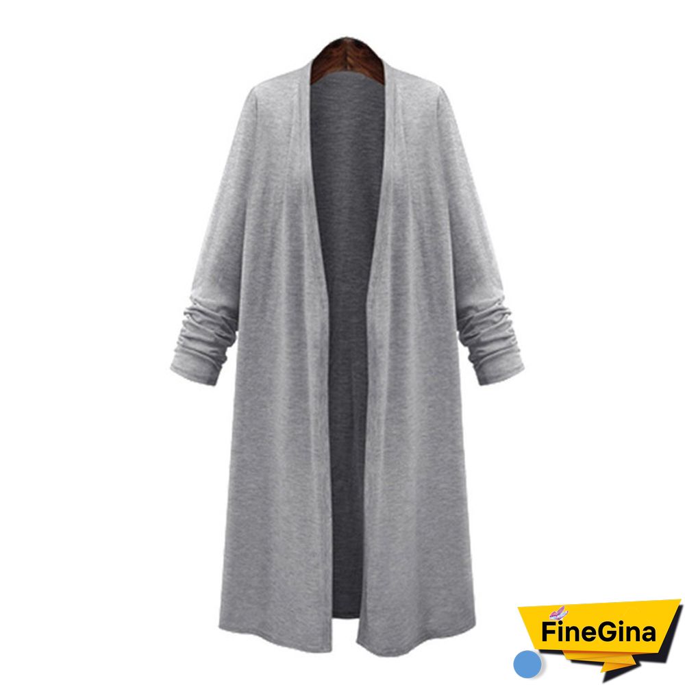 Women Boyfriend Style Shirt Open Front Long Cardigan Casual Jacket Coat Cape