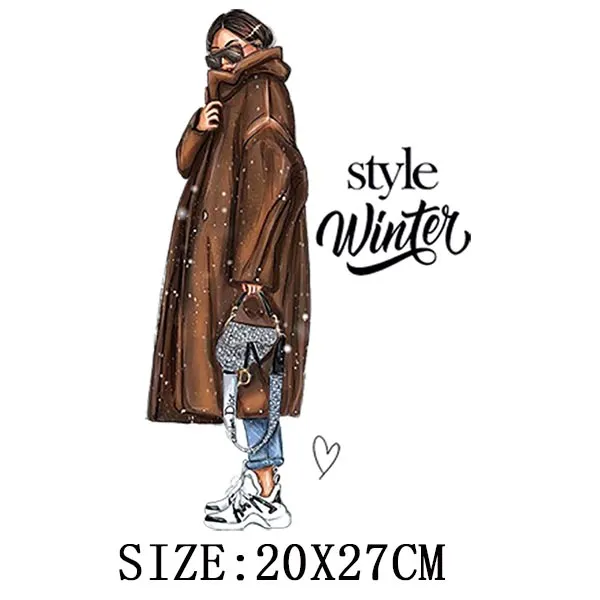 Fashion Girls Thermal Sticker On T-shirt DIY A-levels Iron On Transfer For Clothing Pretty Lady On Woman Clothes Patch Appliqued