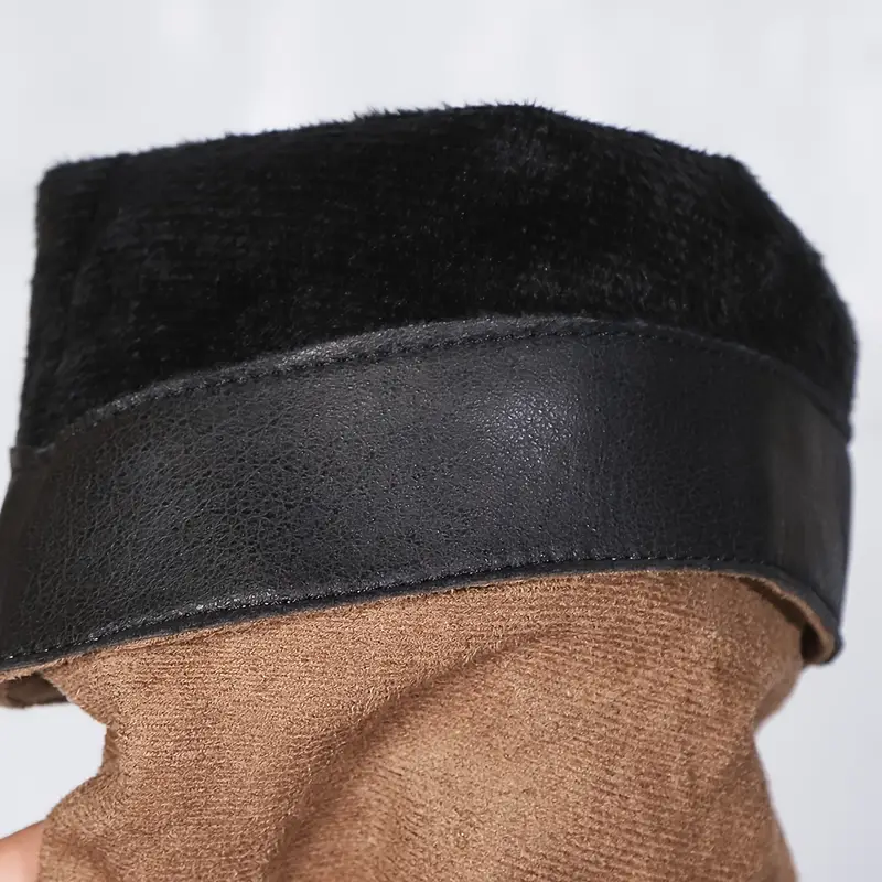 womens solid color stylish boots belt pull on slouchy boots calf round toe boots Product details 17