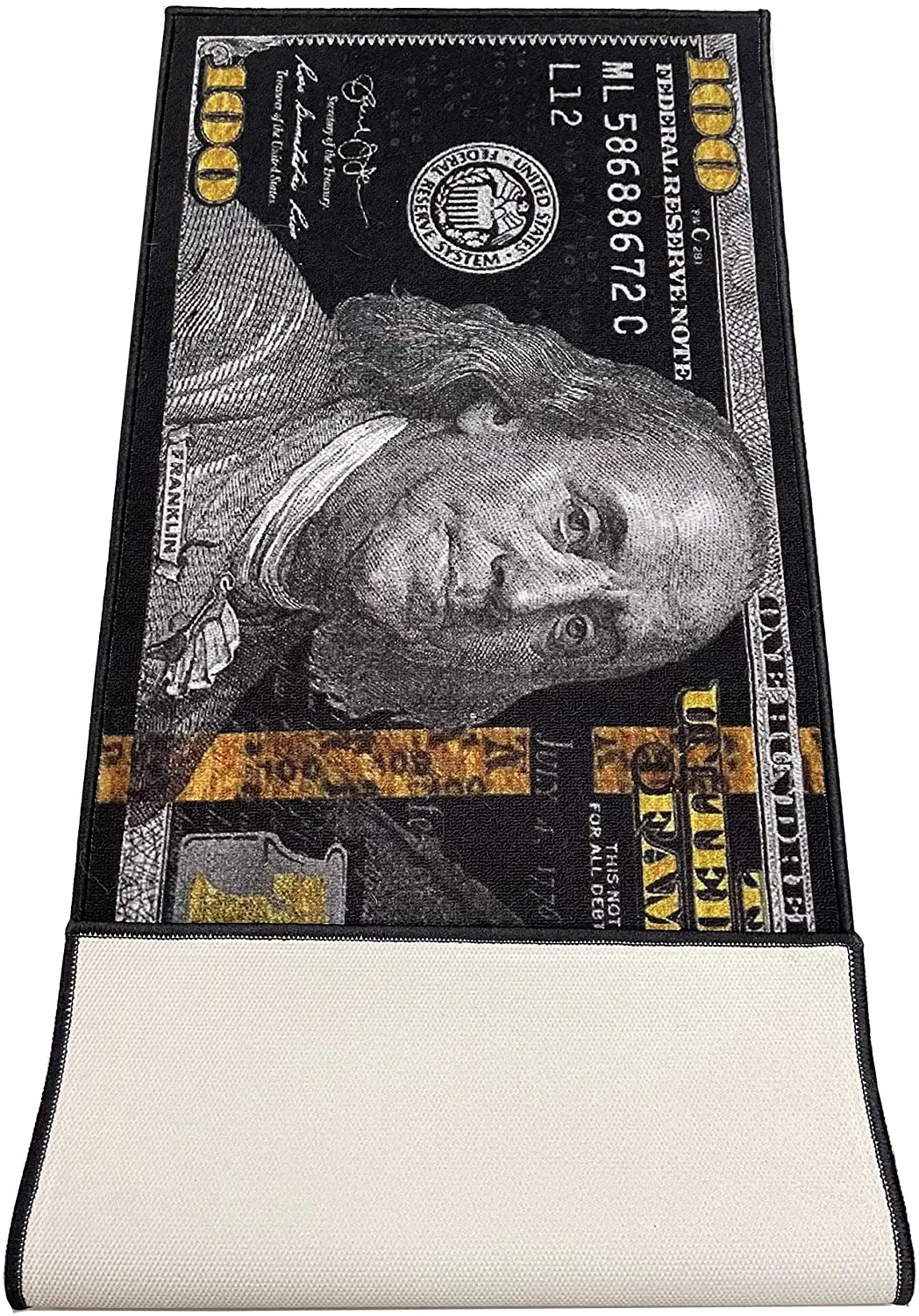 HUAHOO Black Money Rugs 100 Dollar Bill Area Rug Door Mat Runner for ...