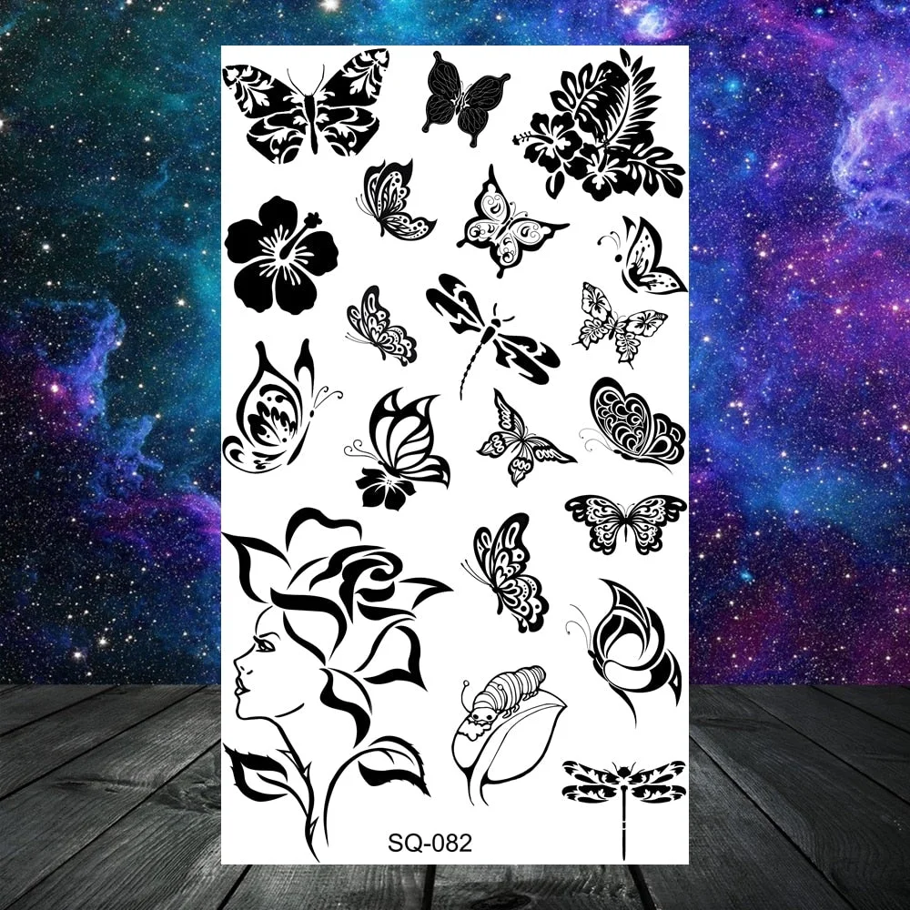 3D Constellation Rose Mountains Tatoos Temporary Tattoos For Women Men Star Moon Sun Realistic Fake Tattoo Small Washable Tatoos