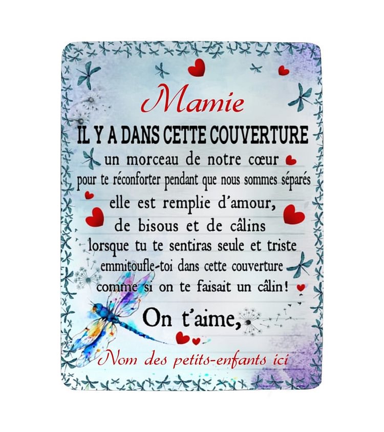Plaid Personnalisé Mamie Juratar 157x132cm - Cadeau Anniversaire, Gris, Polaire Doux