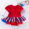 Baby Girl 4th of July Independence Day Striped Short Sleeeve Sets