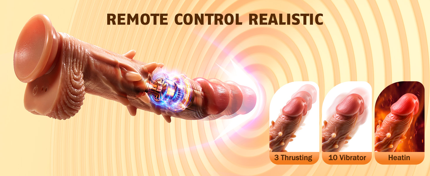 3-in-1 heating Thrusting Dildo Vibrator for Women with 3 Telescopic & 9 Vibrations Modes
