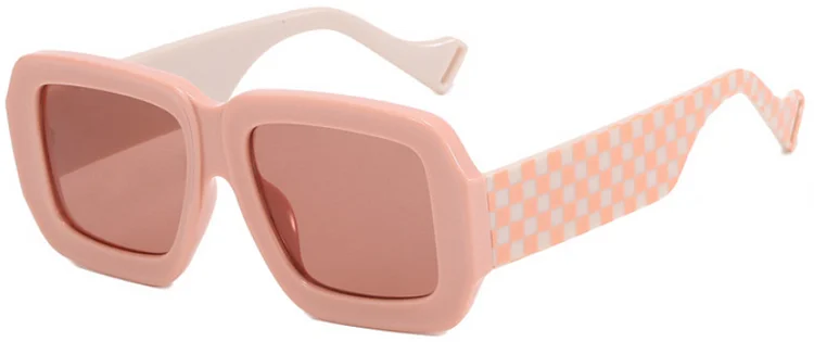 Ins Popular Square Sunglasses Women Brand Designer Luxury Colorful Lattice Big Frame Sun Glasses Female Travel Eyewear