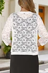 Floral Lace Open Front Cardigan, Versatile 3/4 Sleeve Cardigan For Spring & Fall, Women's Clothing