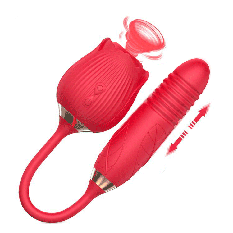 Classic Rose Sex Toy With Thrusting Dildo Vibrator