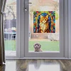 1PC-Diamonds Painting Stained Glass Cat Wall Sticker Home Decor