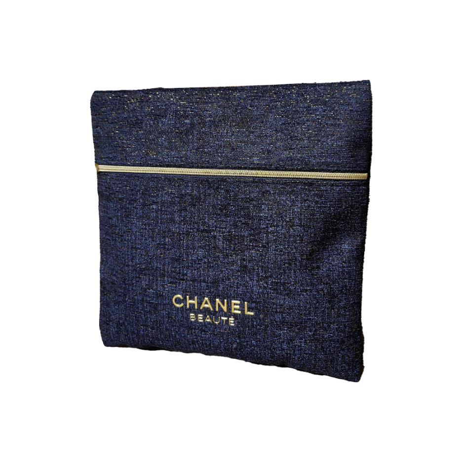 CHANEL Blue Gold Makeup Tool Storage Bag Portable