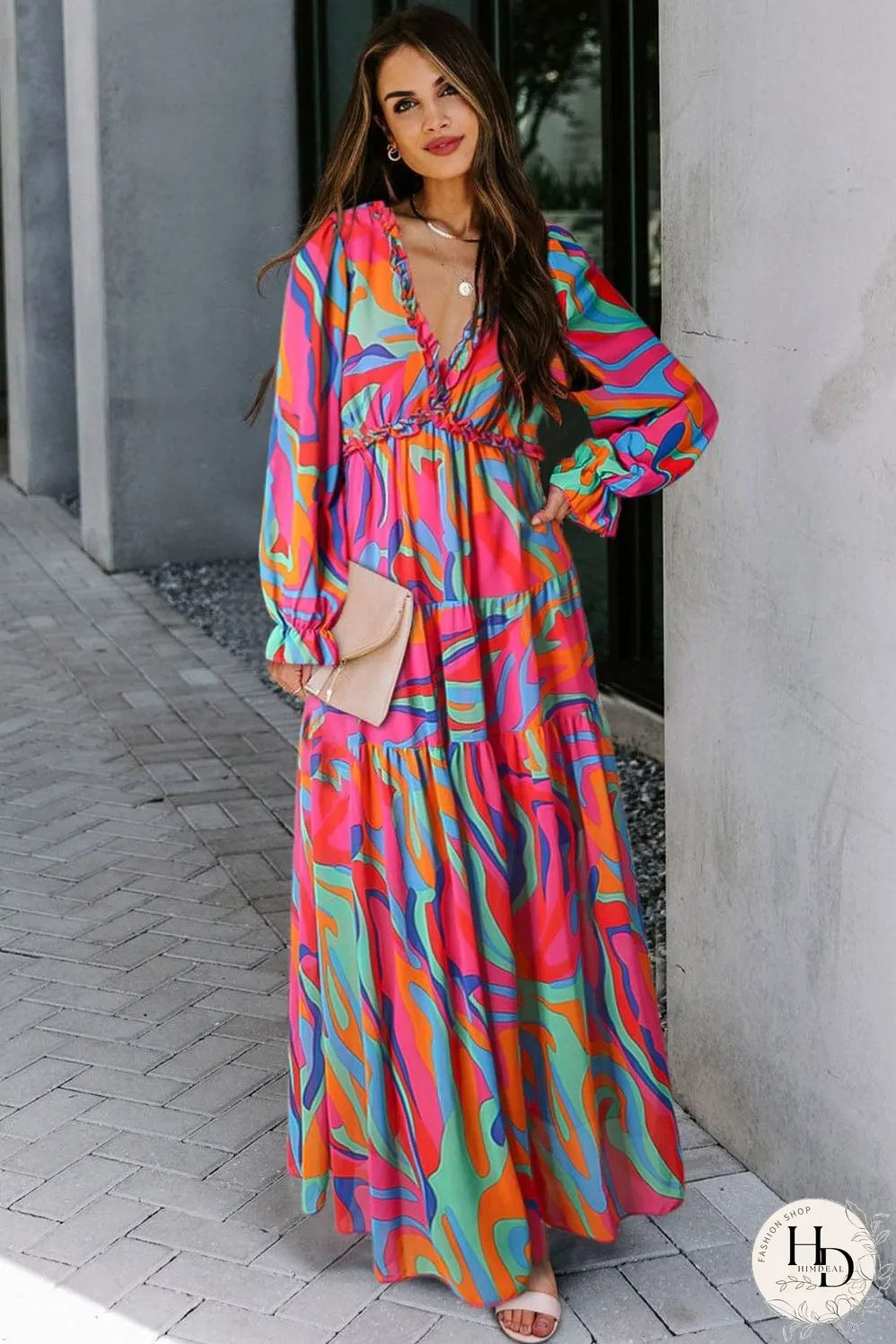 Casual Long-sleeved Dress With Big Swing