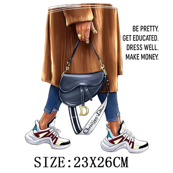 Pretty Girls Thermal Sticker On T-shirt DIY Washable Iron On Transfers For Clothing Fashion Design Appliqued On Clothes Patches