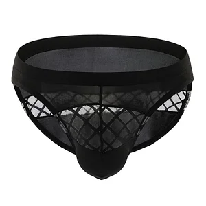 Men's Mid-Rise Sexy Ice Silk Mesh Briefs