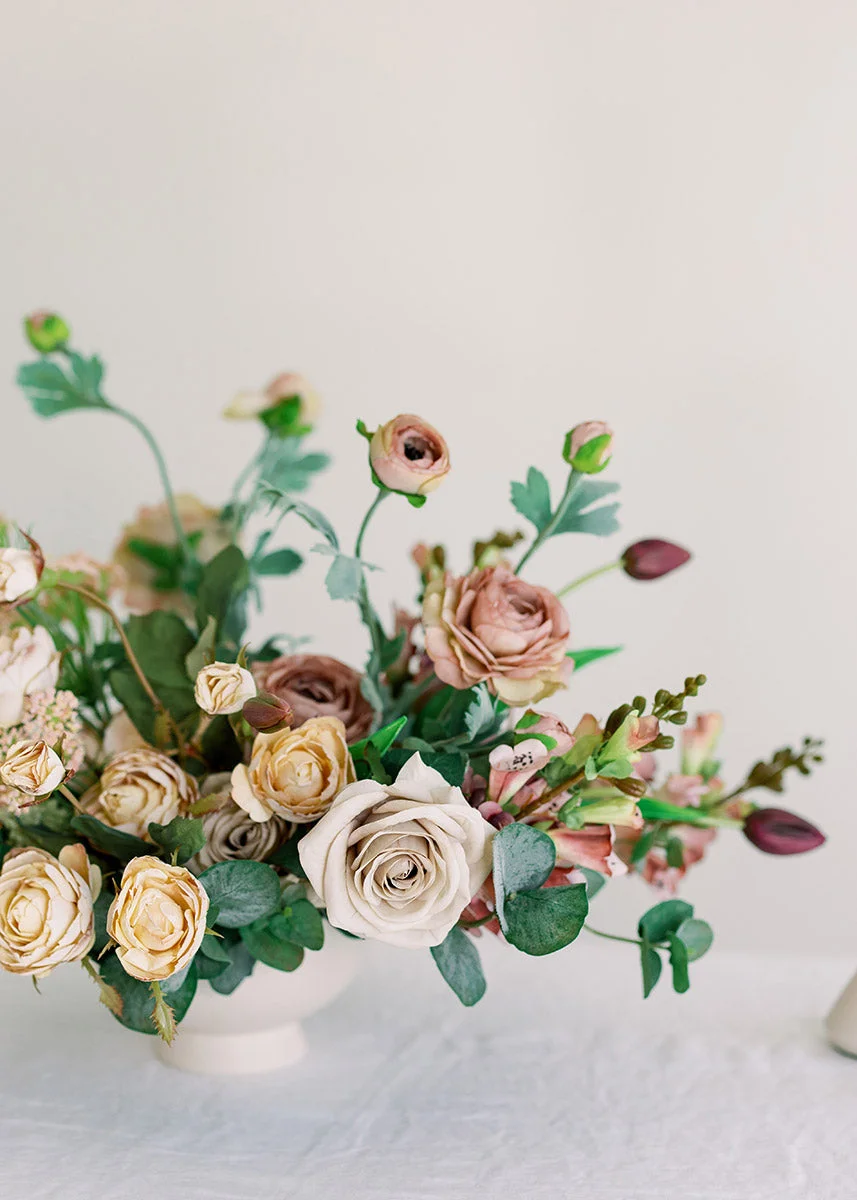 Artificial Flowers Rose in Taupe Beige - 21.5"