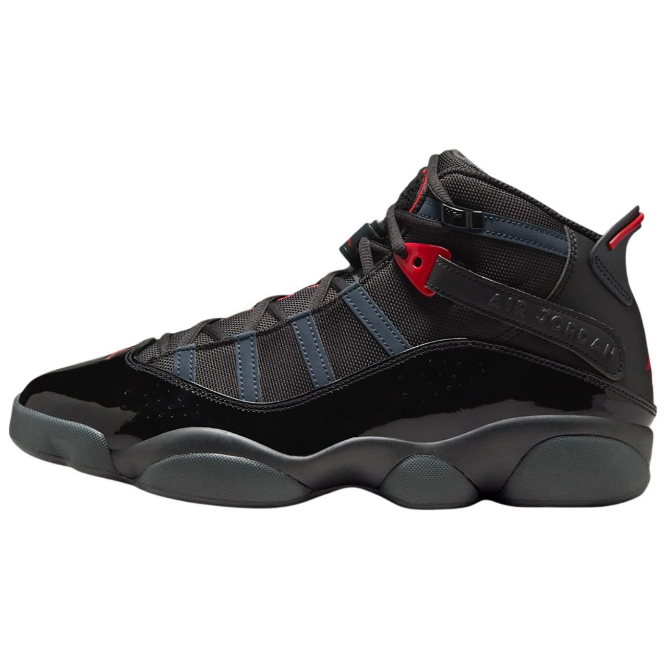 Jordan Air Jordan 6 Rings Anti-Slip Wear-Resistant Mid-Top Basketball Shoes Men's Black Red