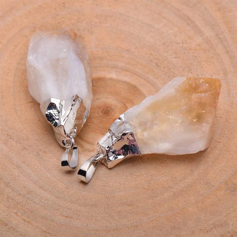 Natural Crystal Gemstone Citrine Amethyst Happiness Necklace