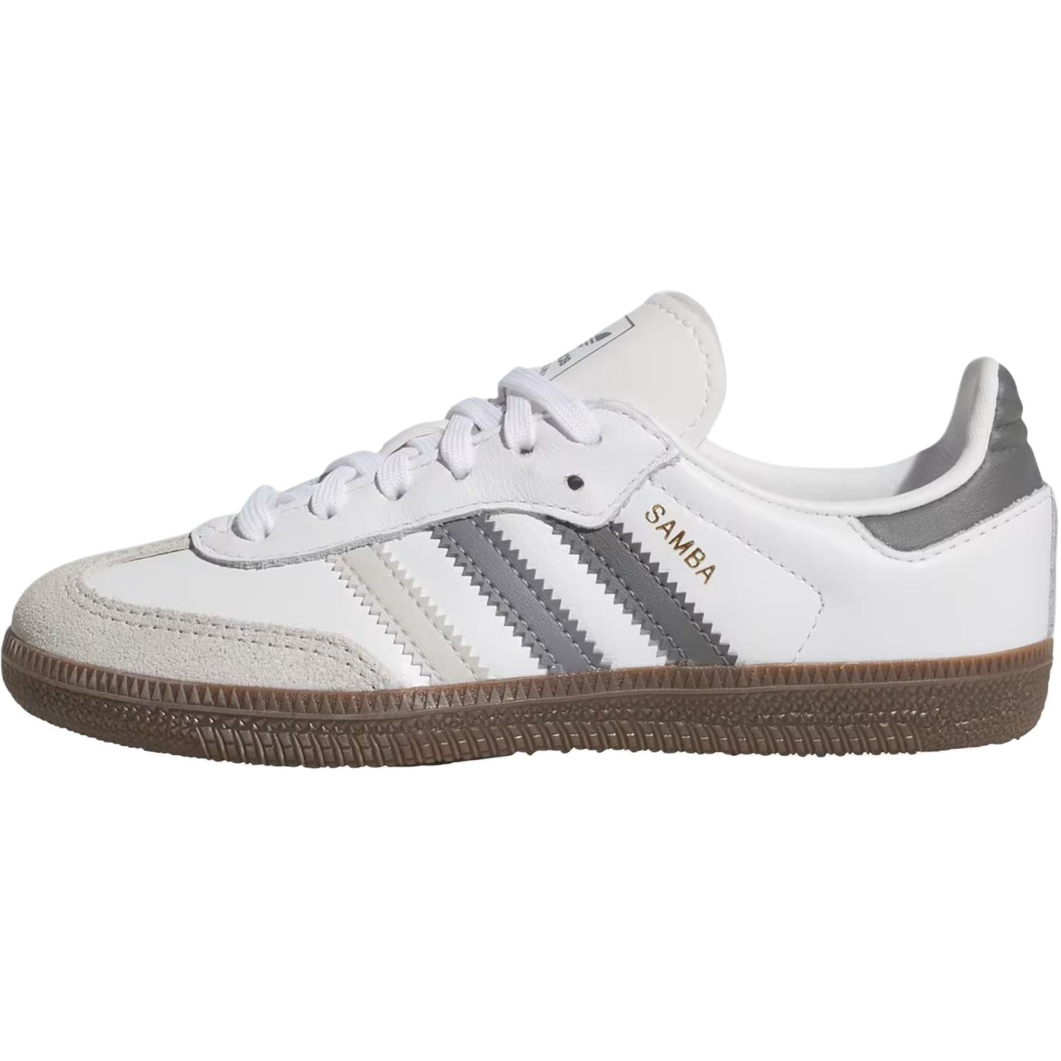 Adidas Originals SAMBA OG Anti Slip Wear Resistant Low Top Skateboard Shoes White/Gray Kids'