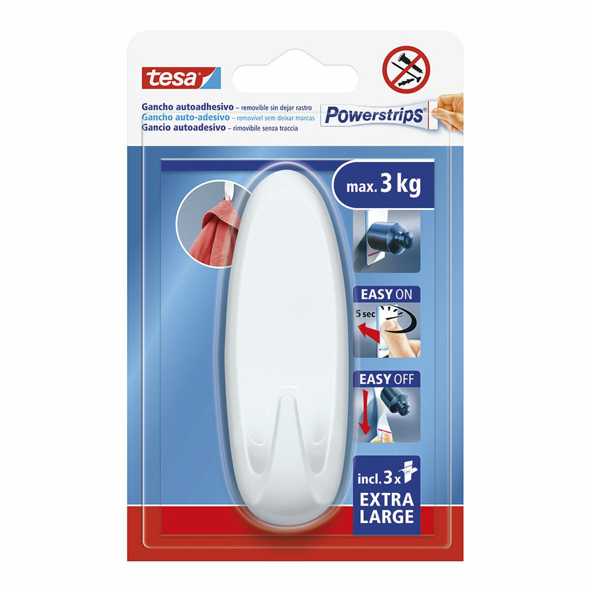 Hook for hanging up TESA Powerstrips XL Self-adhesives