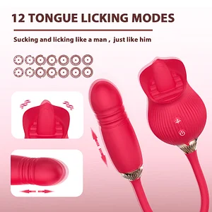 Alice Tongue-licking Rose Toy & Thrusting Vibrator