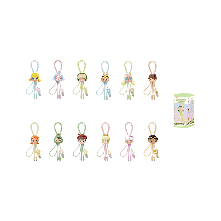 POP MART Little Hands Hold Little Hands Collection 2 in 1 Cable Blind Box Products Single Mystery Box/Full Box 12 Pcs