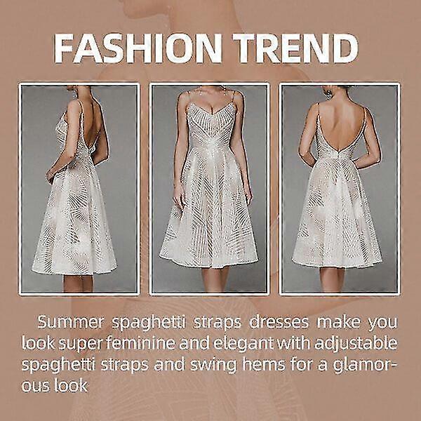 Fashion V Neck Sling A-Line Dress Sexy Slip Backless Embroidered Midi Dresses Elegant Luxury Wedding Guest Long Formal Party