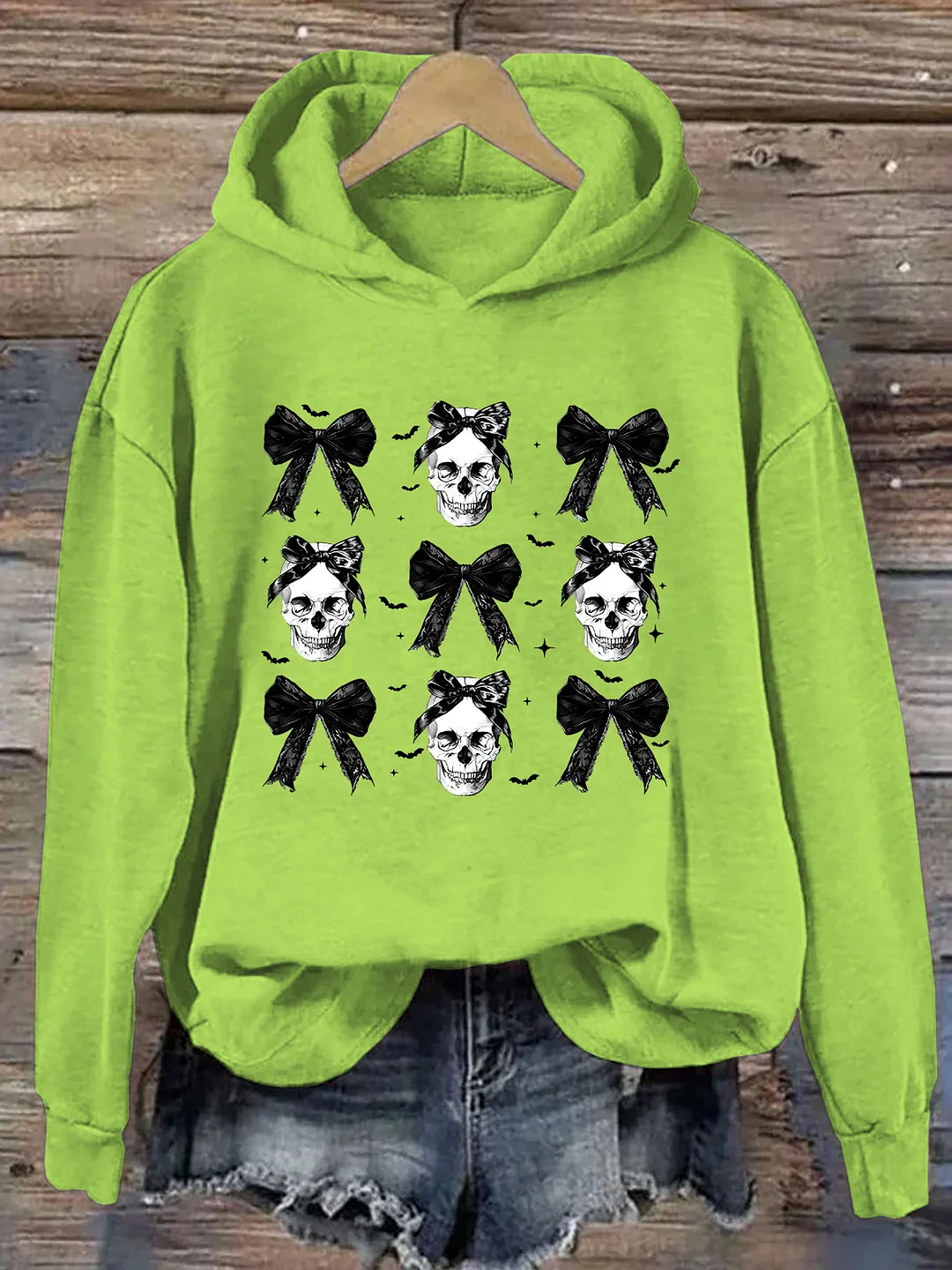 Halloween Skull Black Bow Hoodie