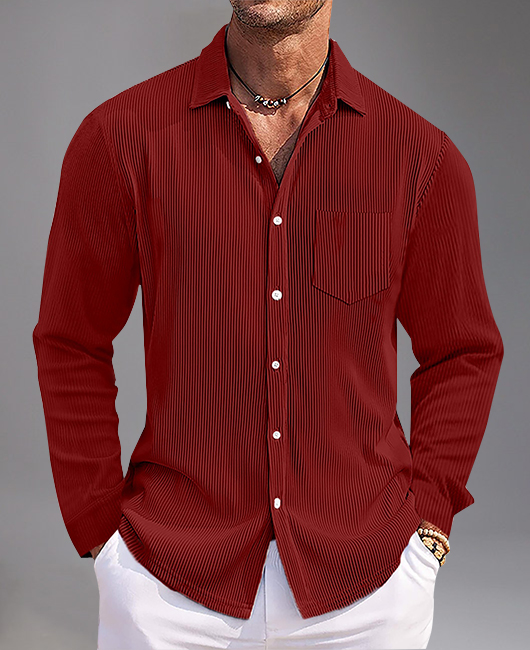 Casual Vertical Stripes Single Breasted Long Sleeve Shirt