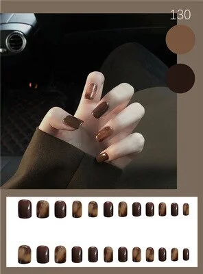 Nails Art Fake Nail Tips Press on Tipsy with Glue Coffin Stick Designs Clear Display Set Full Cover Artificial Short kiss square-Nail Inspo