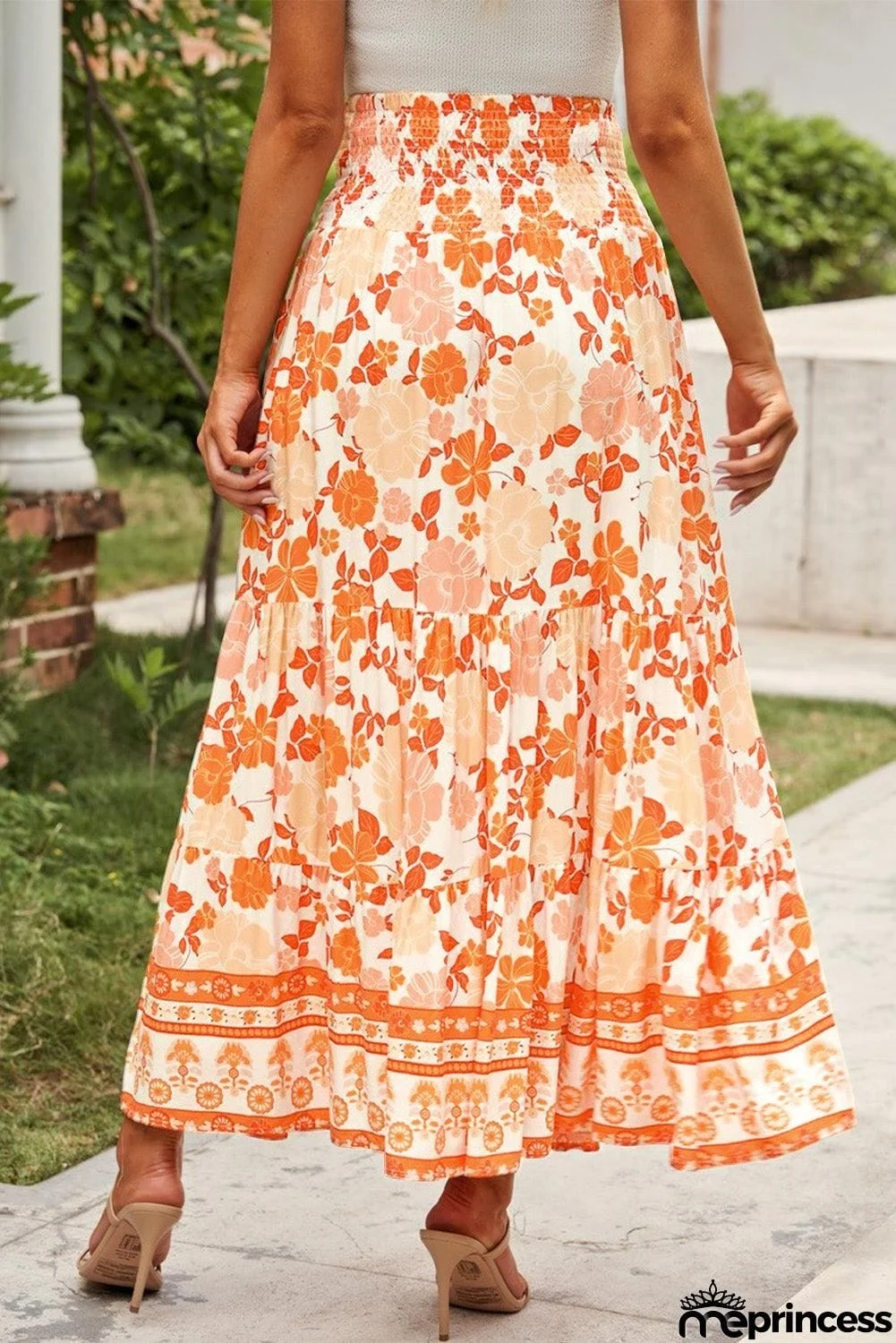 Floral Smocked Tiered Maxi Skirt