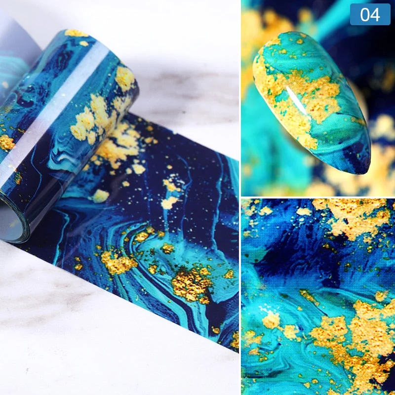 1 Roll Snowflake Christmas Sparkly Nail Foils Marble Series Nail Art Transfer Sticker Nail Decorations DIY Nail Accessories