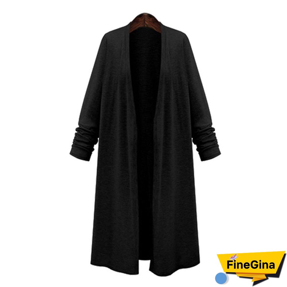 Women Boyfriend Style Shirt Open Front Long Cardigan Casual Jacket Coat Cape