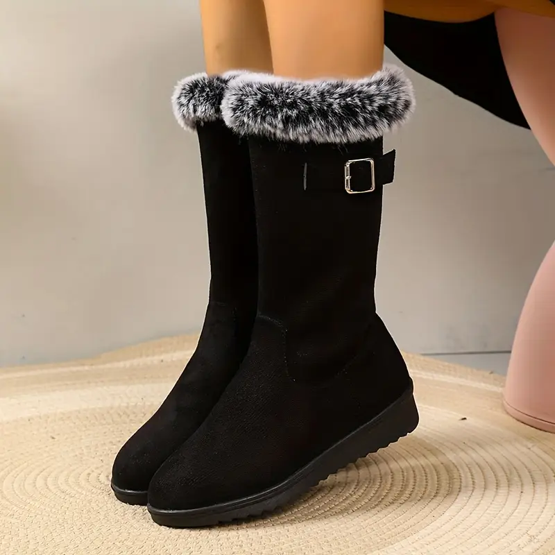 Women's Winter Boots - Slip-Resistant PU Lining, Lining - Black - Cooling Weather Boots for Casual and Formal Events - Cozy Shoes, Women's Winter Boots, Formal Cold Weather Boots, Fashion Boots, Plush Lining, Lasting Irritation 0
