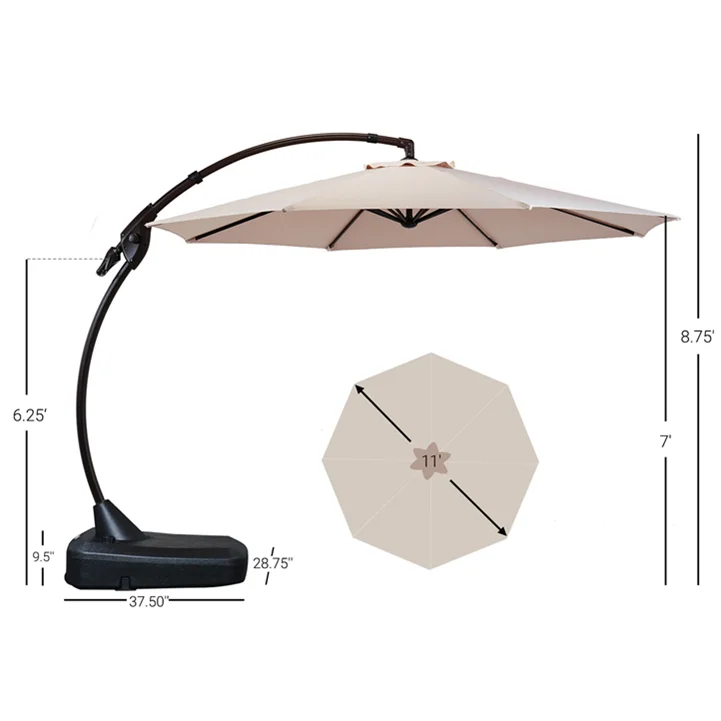 11 FT 12 FT Deluxe NAPOLI Cantilever Patio Umbrella with Base Grand Patio