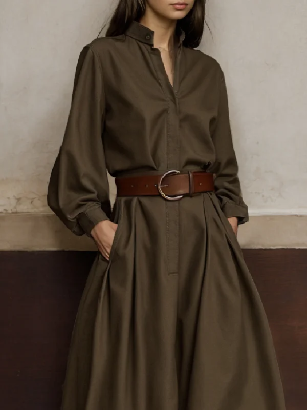 Effortless Elegance: Long-Sleeved Loose Buttoned V-Neck Wide Leg ...