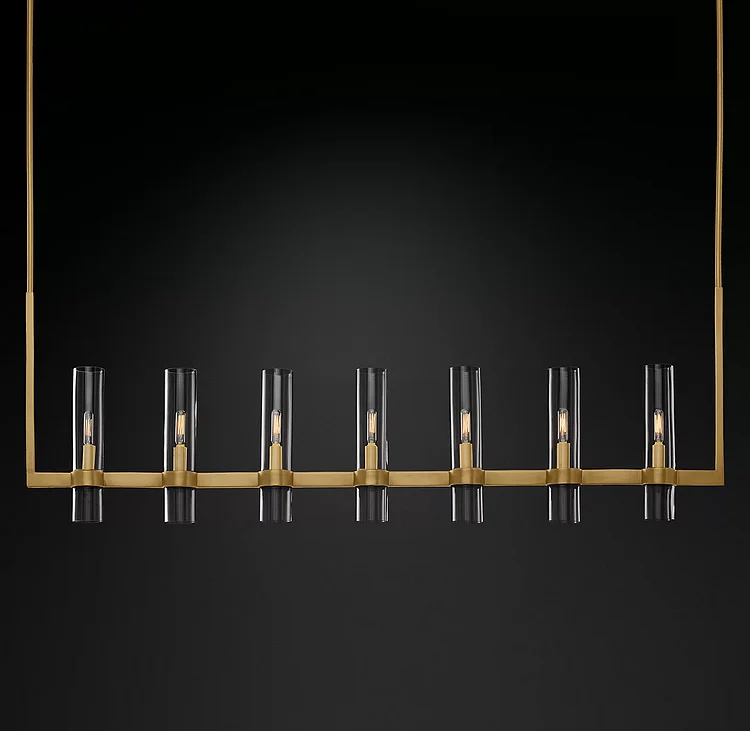 Glass Shaded Ravelle Modern Linear Chandelier 59" Vjlight