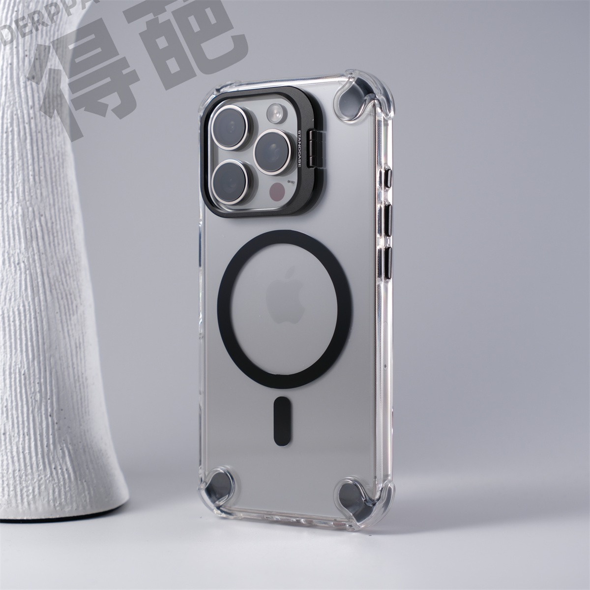 Four-corner airbag shockproof stand protective case for iPhone (with HD lens protective film) - [Slim fit] [Anti-fingerprint] [Magnetic]