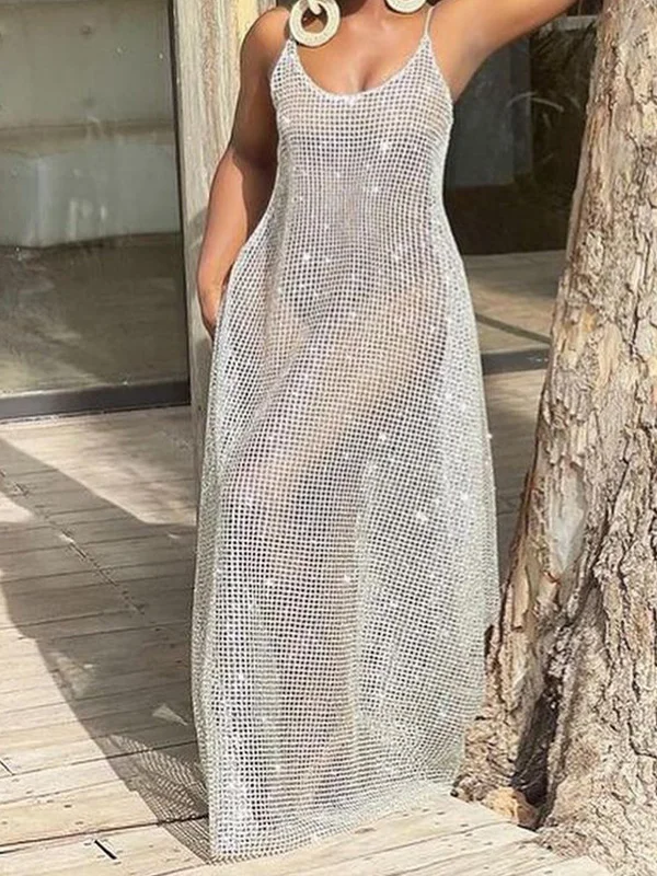 PLUS SHEER KNITTED HALTERNECK FLARE LEG JUMPSUIT