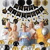 Birthday Decorations, Happy Birthday Banner with Birthday Balloons, Honeycomb Balls, Hanging Swirls, Circle Dots Garland, Happy Birthday Party Decorations for Women Men Boys Girls (Black&Gold)