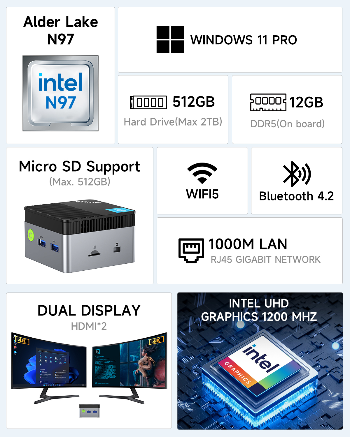 Intel Alder Lake N97 Mini PC--NucBox G5