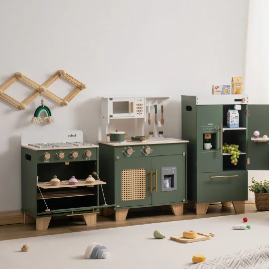 ROBUD Vintage Green Wooden Play Kitchen Series | Robotime Online