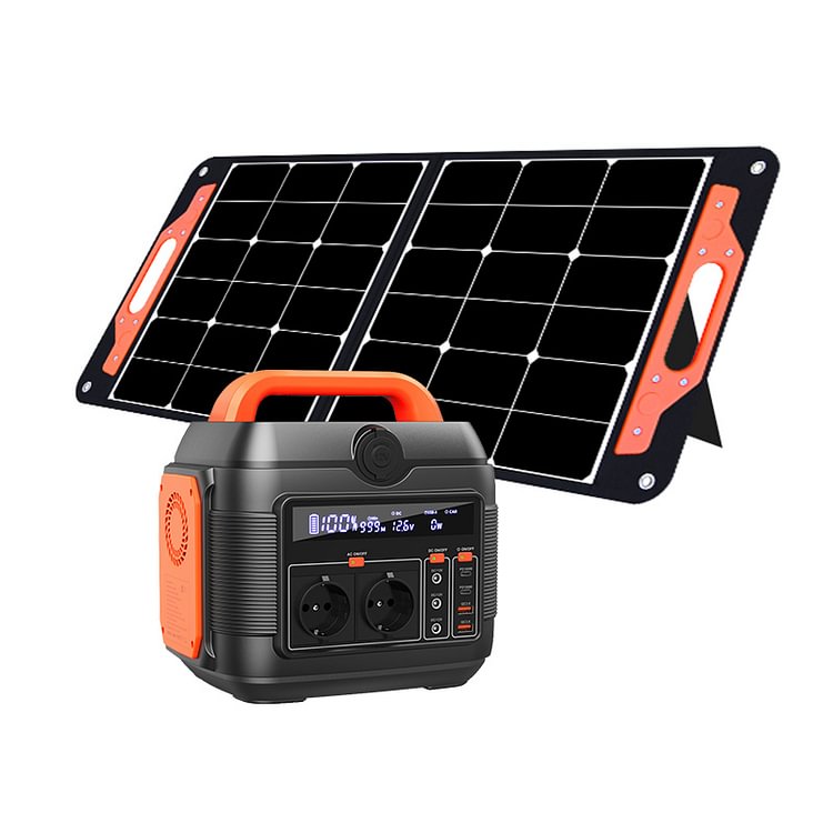 Sanfou Solar Generator (Portable Power Station 600W + Solar Panel 100W)