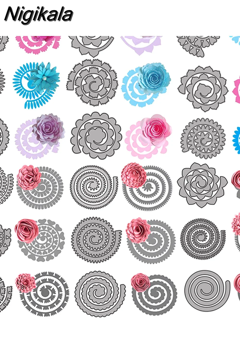 Nigikala Spiral Flower Garland Metal Cutting Dies for DIY Scrapbooking Album Decorative Crafts Embossing Paper Cards Making 2023 New