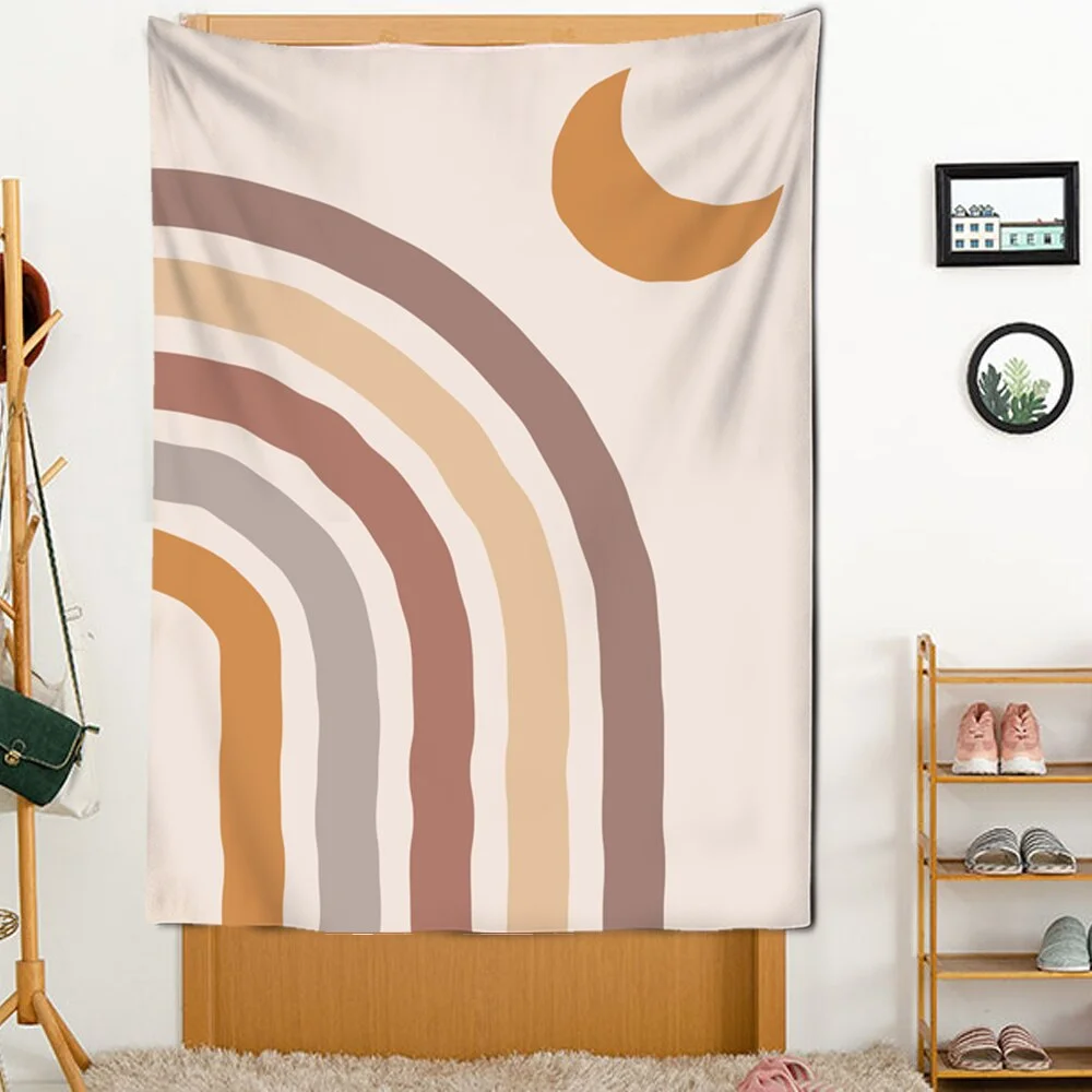 Nigikala Decoration Nordic Landscape Tapestry Decorative Mountain Sea Wall Hanging Cloth Contrast Color Wall Hanging